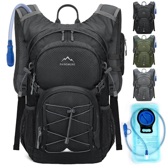 Hydration Backpack with Water Bladder, 18L Lightweight Hiking Backpack for Women&Men Small Insulated Hydration Water Pack for Hiking, Running, Cycling, Biking, Black
