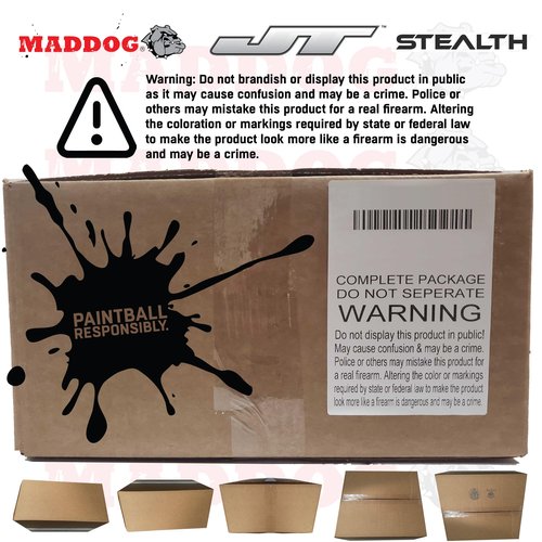 Maddog JT Stealth Semi-Automatic .68 Caliber Protective CO2 Paintball Gun Starter Package - Black