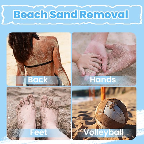 LETAAKA 2PCS Beach Sand Remover, Beach Essentials & Vacation Must Haves, Talc-Free Natural Formula, Reusable Gentle Skin-Friendly Sand Removal, Attaches to Bogg Bags, Women Gifts, Whole Family