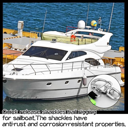 Quelay 4 Pcs Swivel Buckle Shackle Firefighter Reflective Zipper Puller Marine Sailboat Quick Release Stainless Steel Swivel Shackle for Sailboat Rigging SCBA Mask Halyard Emergency Buckle Jib Clip