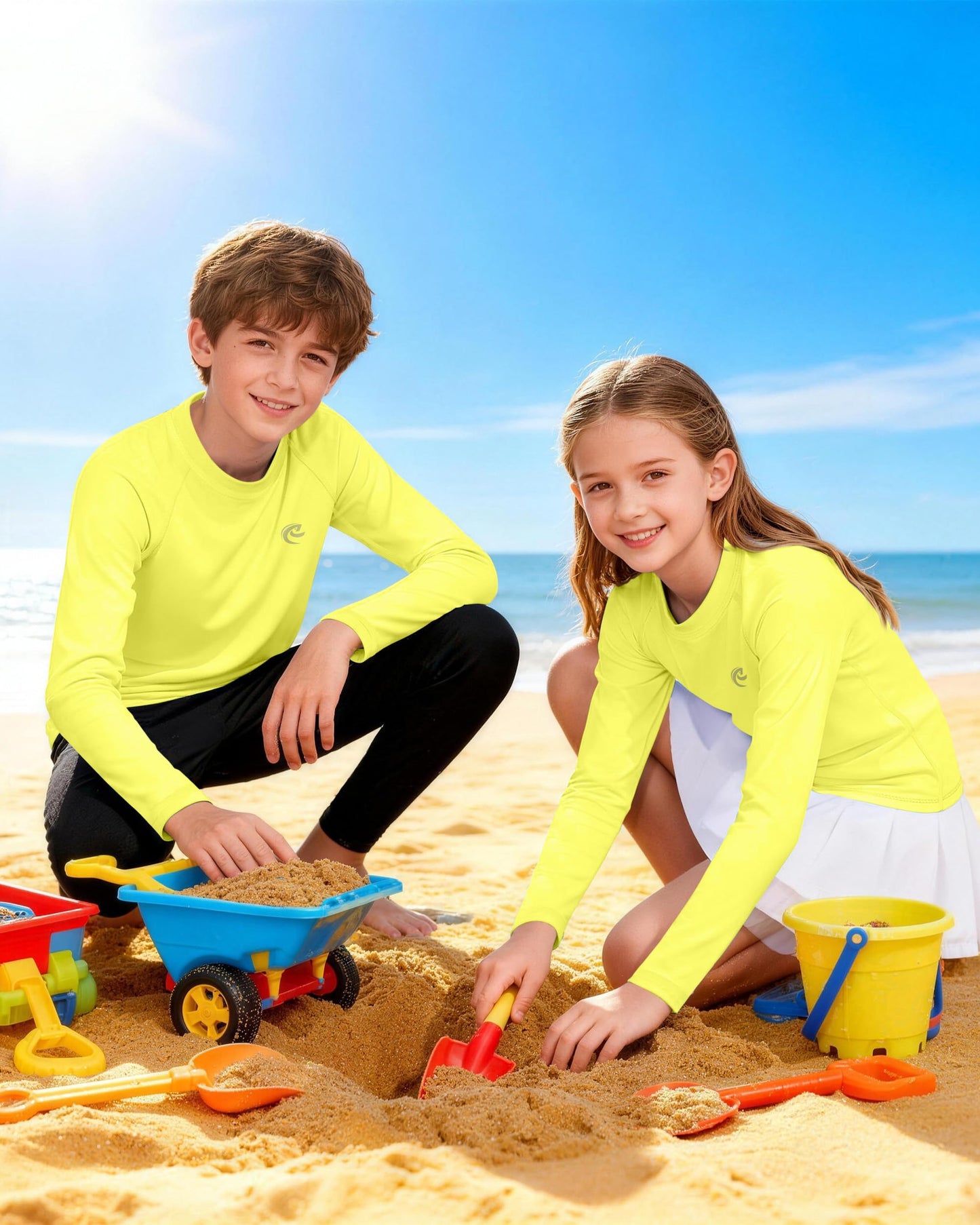 Boys UPF 50+ Swim Shirt Long Sleeve, 1 or 2 Pack UV Sun Protection Rash Guard, Youth Kids SPF Water Shirts for Beach Surf