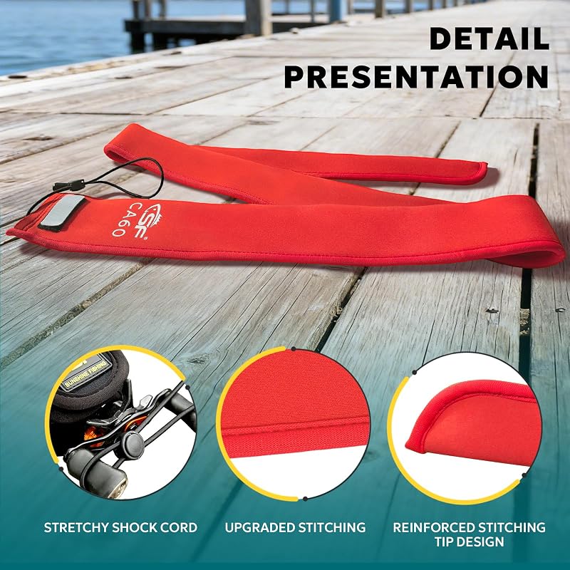 SF Neoprene Fishing Rod Sleeve Cover Protector Gloves Red & Black 70 in