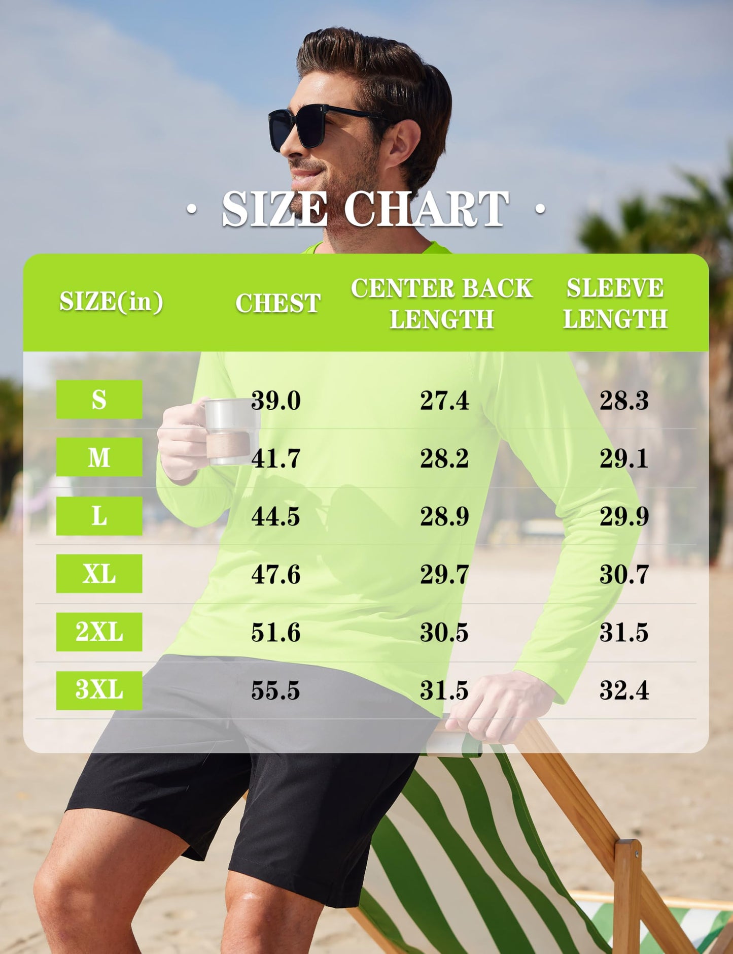 KEFITEVD Rash Guard for Men Long Sleeve Crew Neck T-Shirts UV Protection Active Shirts Lightweight Workout Shirts Hiking Shirt Quick Dry Fluorescent Green