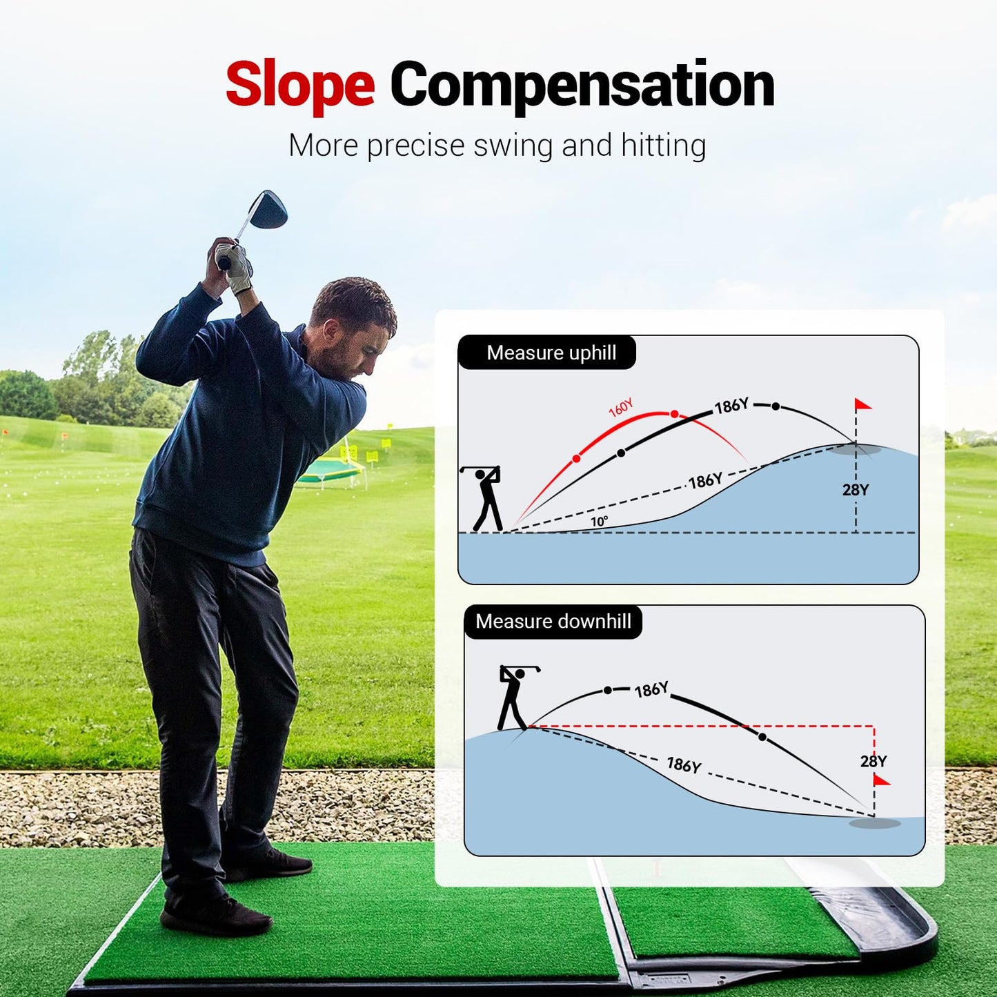 Golf Rangefinder with Slope Switch | Pin-Lock Vibration & 7X Magnification | 1200 Yards Reliable Distance | Durable, Replaceable CR2-3V Battery | Premium Golfing Accessories for Men & Women