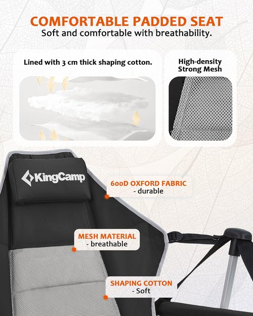 KingCamp Hammock Camping Chair, Swinging Portable Folding Camp Chairs for Adults 400lbs Heavy Duty Foldable Oversized Rocker with Aluminum Alloy Frame Cup Holder Pillow for Outdoor Beach Patio Sport