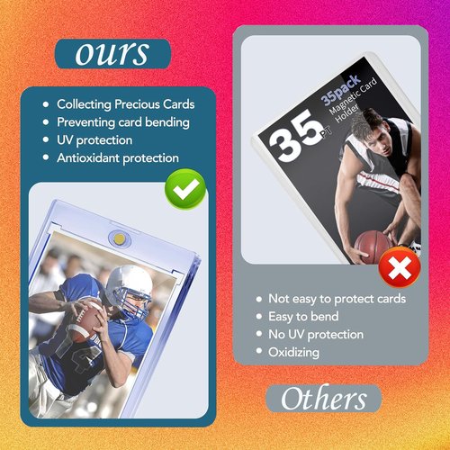 5ct Magnetic Card Holders for Trading Cards, 35pt UV Protection Baseball Card Holder, Ultra Clear Card Protectors Hard Plastic, Card Sleeves Display Case for Baseball/Sports/Game Cards