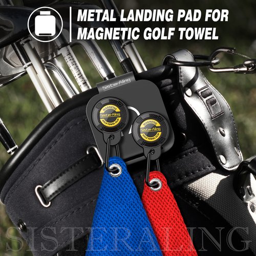 SisterAling Metal Landing Pads for Magnetic Golf Towel, Rangefinder, Flask, Speaker - Quick Access to Magnetic Equipment and Accessories - Gift for Golfers - US Patent
