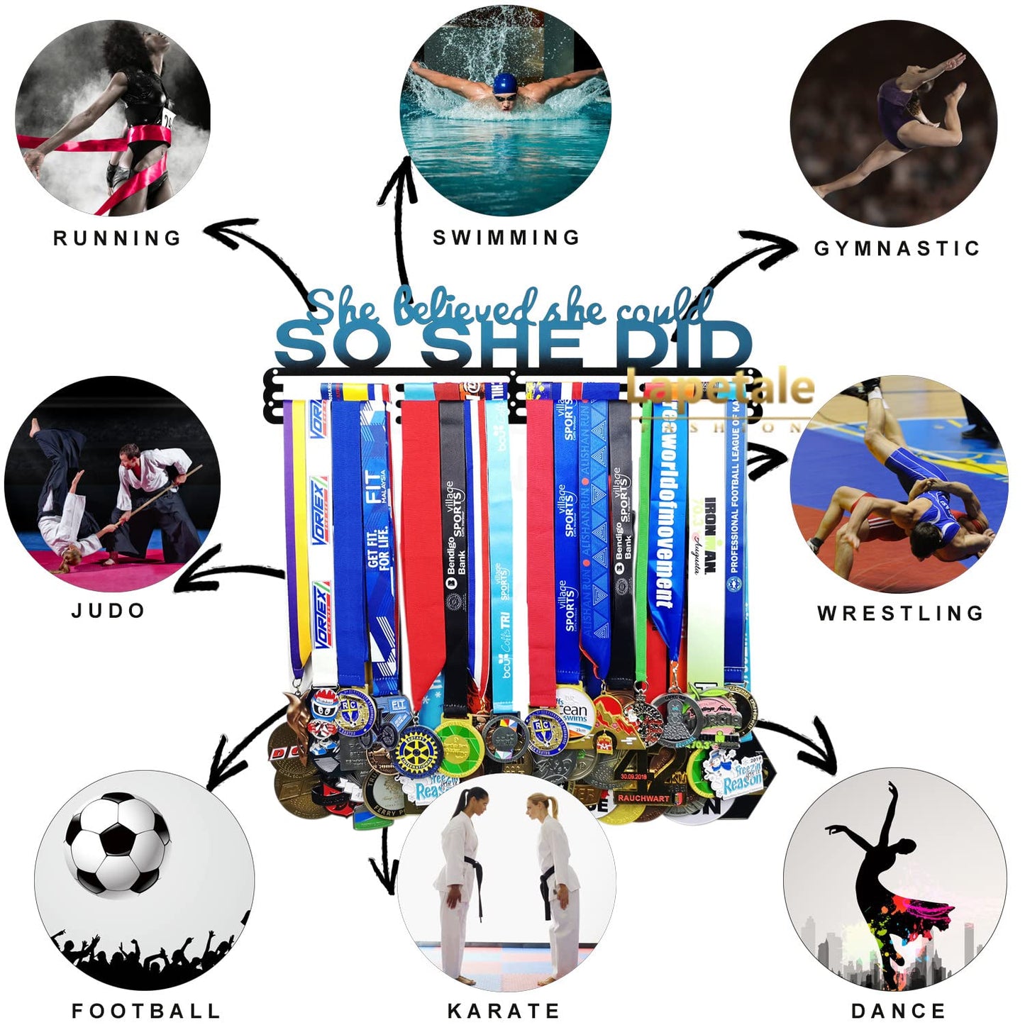 Race Medal Holder Wall Hanger,Marathon Medal Display and Runner Medal Hanger Display,Bib Running Medal Display, Running Medal Hanger Display,Medal Holder for Wall, Sports Medal Hanger Display Gifts