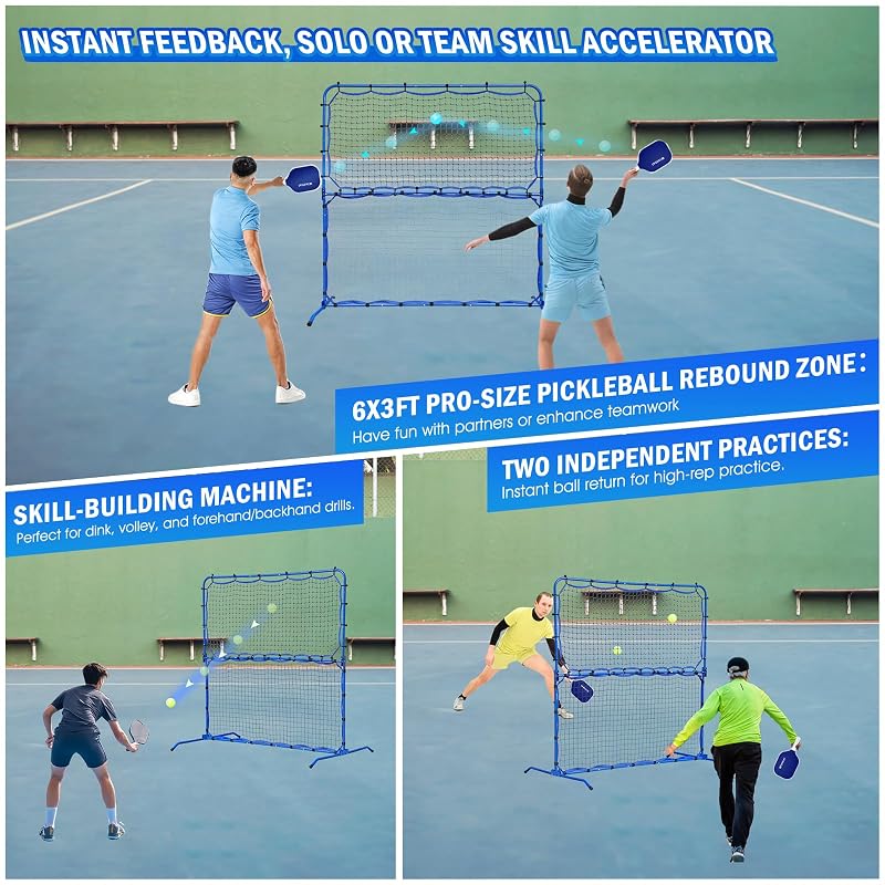 Pickleball Rebounder Net with Paddles Set for Solo Training – 5.8x2.7ft Pro Rebound Zone
