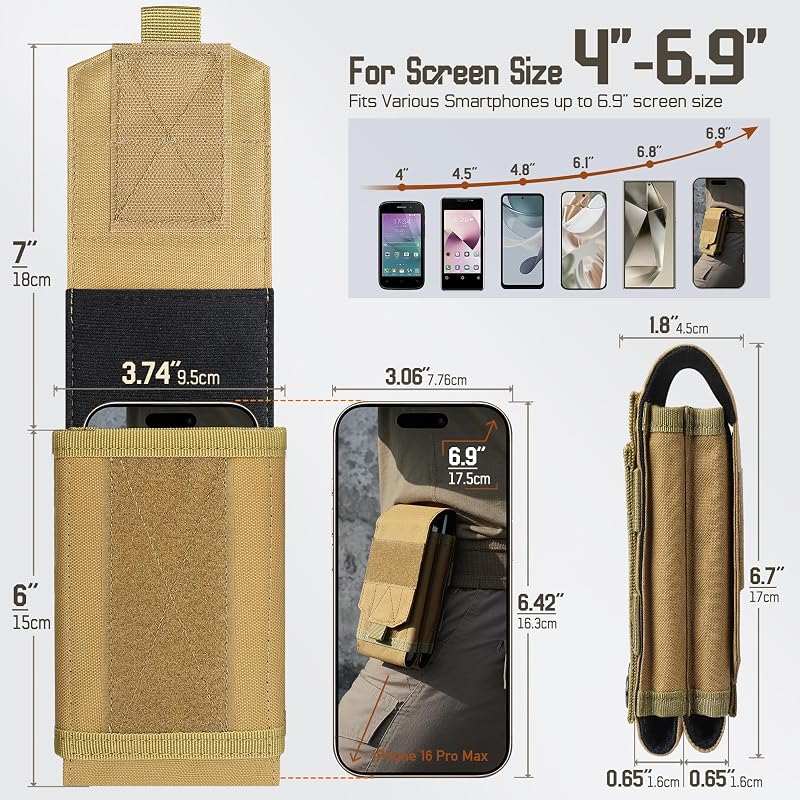 Universal Phone Pouch with MOLLE Attachment - Khaki