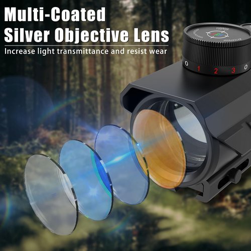 UUQ Tactical 1x30mm Reflex Green/Red/Blue 3 MOA Dot Sight with Dichroic Multi-Layer Coating, High Light Transmission Optic Lens, Dual Wide Rifle Scope,Fits 11/20mm Rail Mount