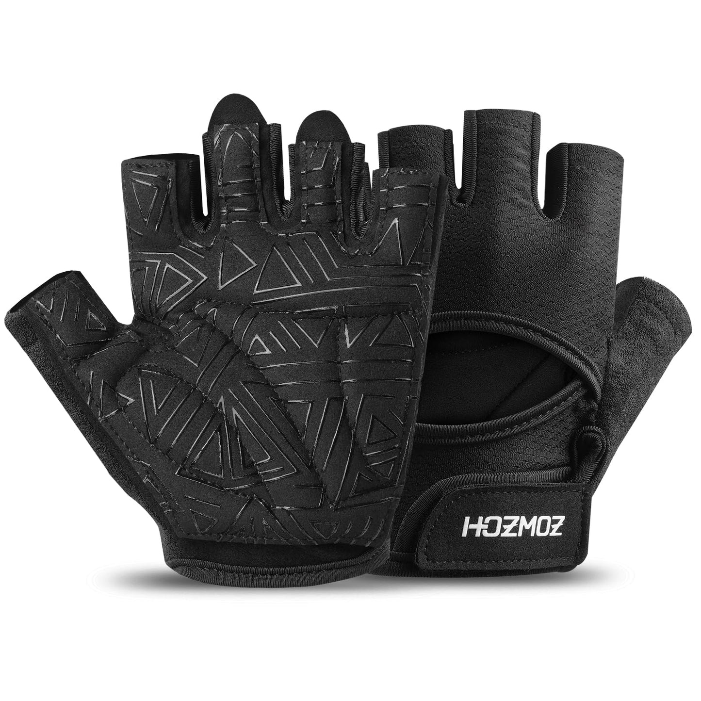 HOZMOZ Ventilated Weight Lifting Gloves, Thick Padded Gym Gloves for Women Men, Workout Gloves with Full Palm Protection & Grip & Shock Absorption Fitness Training Exercise Gloves
