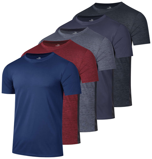 5 Pack Men's Dry Fit Short Sleeve T-Shirt Gym Workout Athletic Running Tee