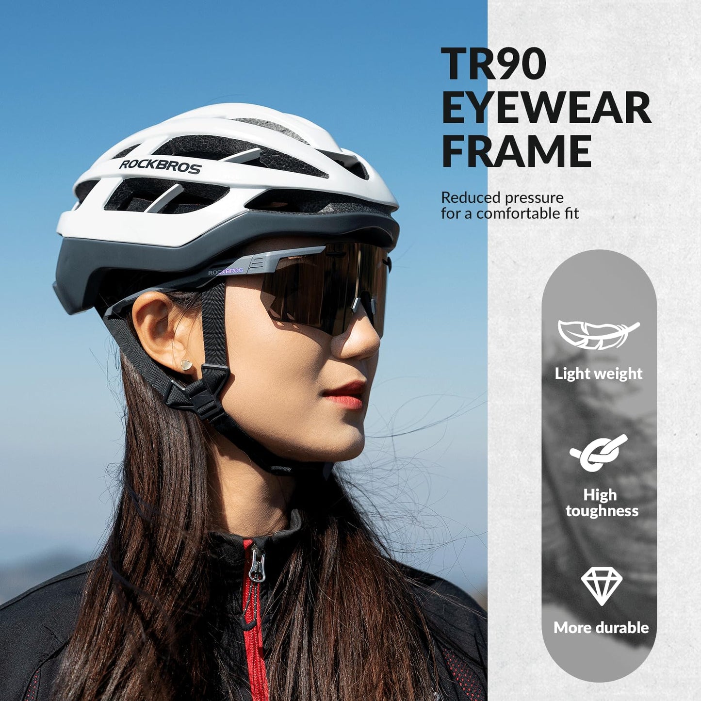 ROCKBROS Polarized Cycling Glasses, Sports Sunglasses for Men Woman