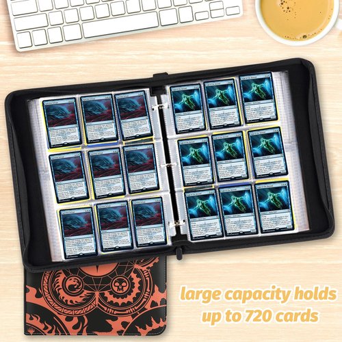 MTGPRO 9-Pocket Card Binder for MTG,720 Double Sided Pocket PU Trading Collection Binder,Premium Collector Card Album for MTG,TCG,Yugioh,Game Cards(Orange)