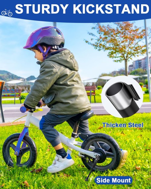 LEICHTEN Kickstand for Kids Bike for 16 Inch Wheel Bicycle, Rear Side Mount Bicycle Kick Stand Kids Bike Accessories, Black