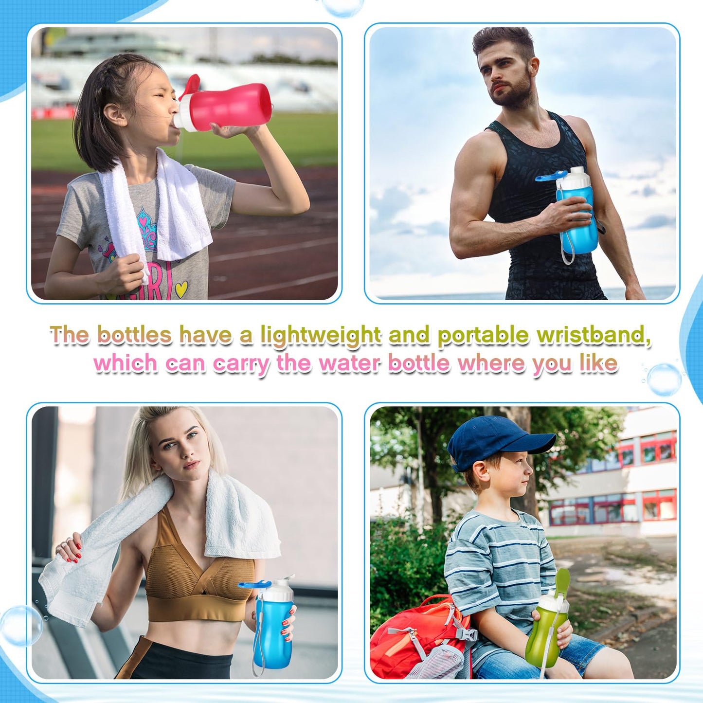 Domensi 36 Pack 12 oz Kids Plastic Water Bottles Reusable Plastic Sports Water Bottles Wide Mouth Leak Proof Lightweight for Boys Girls Child Toddler to School Travel Camping, DIY Gift
