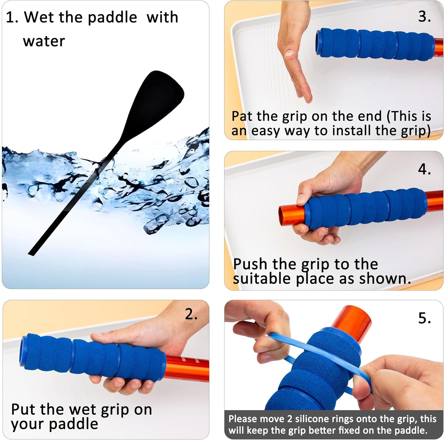 Kayak-Paddle-Grips-2-Pack - No-Slip Oar-Grip for Take-Apart Paddles,Blister Prevention Kayaking Accessories(Diameter 30mm/1.18 inches)