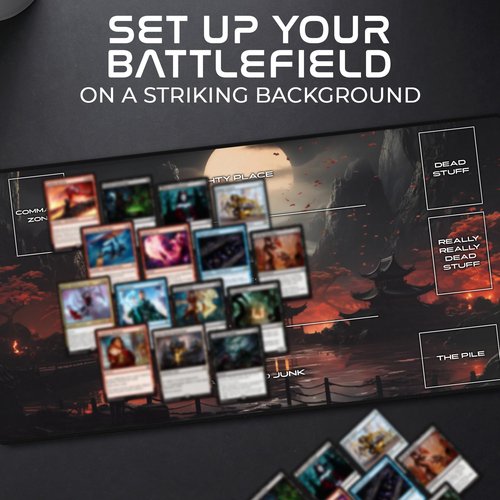 Ships Next Day, Made in USA - Customizable Collectible Card Game Mat for Competiton or Casual Play - Tournament Legal Playmat with Personalized Design Option, Choose Your Own Layout, 24x14