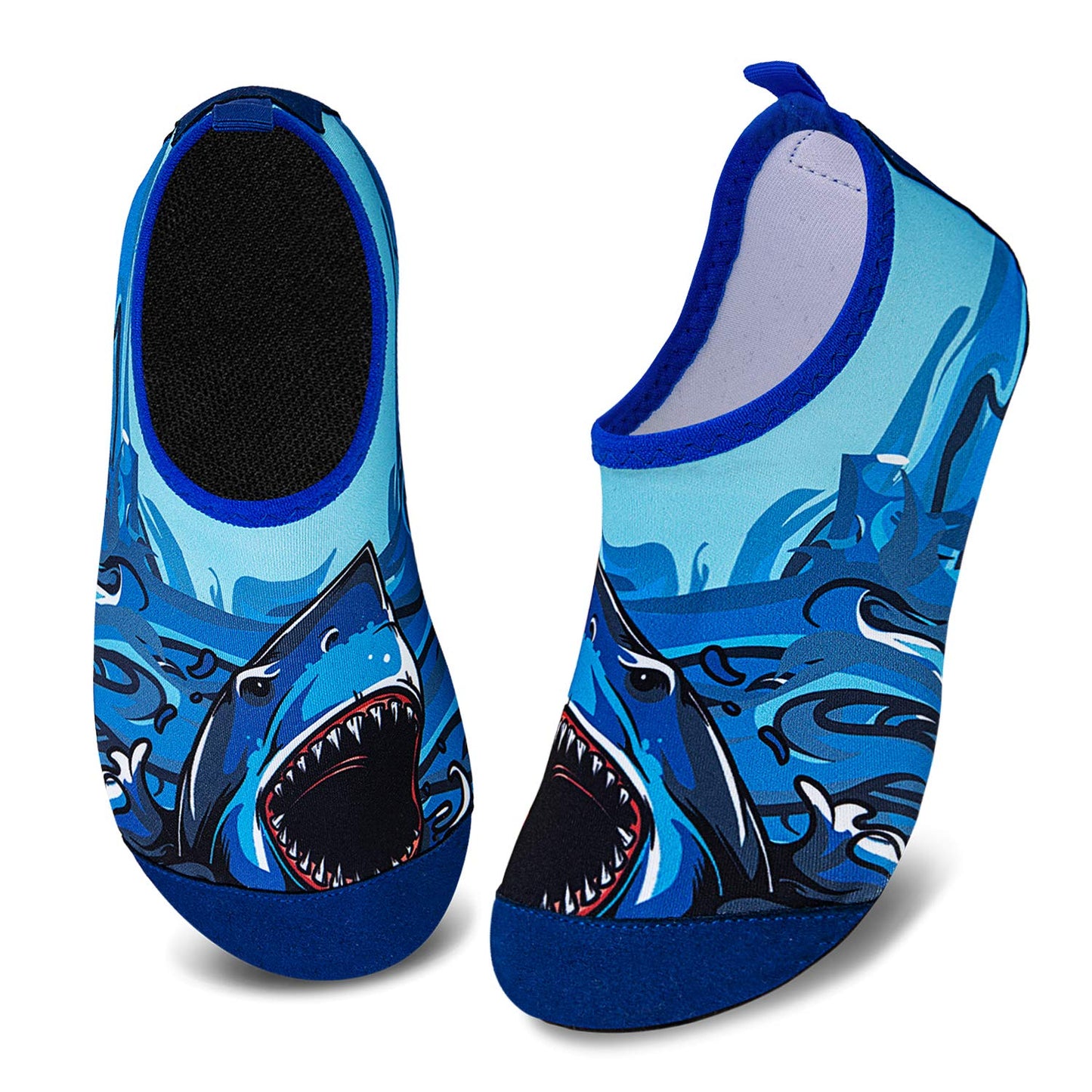 WateLves Kids Water Shoes Toddler Girls Boys Barefoot Non-Slip Quick Dry Aqua Socks for Beach Swim Walking (Big Shark, 36/37)