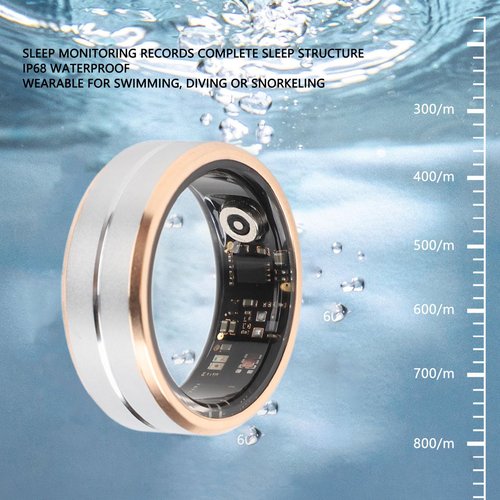 RiToEasysports Smart Health Rings, IP68 Water Proof Metal Wearable Pedometer Sleep Monitor Rings Fitness Smart Rings (12)