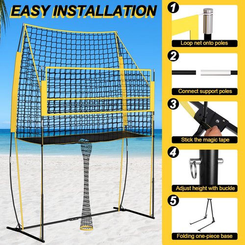 Volleyball Practice Net, Adjustable Heights Volleyball Training Net Station Improve Hit, Serve and Spike Skills Easy Assembly for Backyard Individual Team Practice
