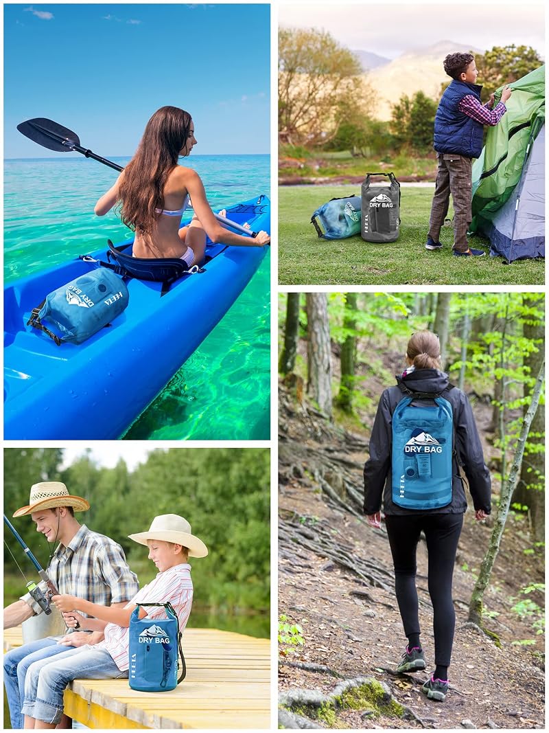 HEETA Dry Bag Waterproof Backpack 5L-40L with Blue 20L - Touchscreen Phone Case Included