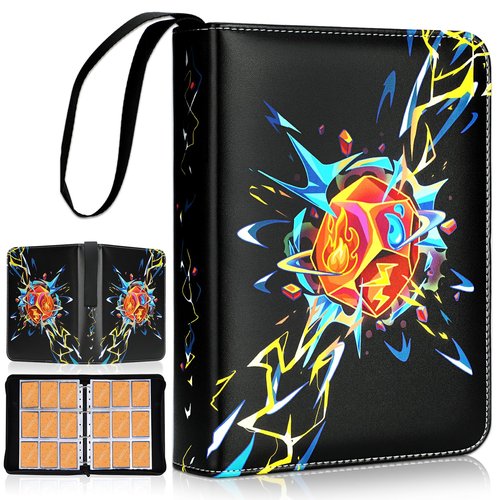 Card Binder 9 Pocket, Trading Card Binder Holder Fits 900 Cards with 50 Removable Sleeves, Card Collection Binder Album Book Case Storage -Toys Gift for Boys Girls Aged 4 to 16