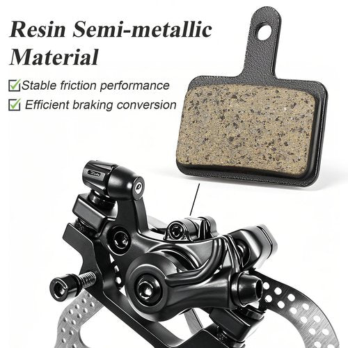 4 Pairs Bike Brake Pads, Resin Semi-Metallic MTB Disc Brake Pads, with Installation Tools, Suitable for E-Bike, Fit for Tektro Shimano TRP M520 M510 MT200 Deore Br-M575 T615 T675