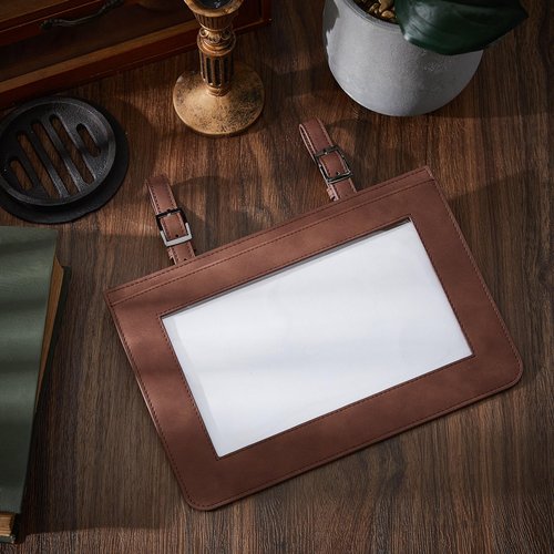 Fullhawl 2 Pcs Horse Performance Number Holder Horse Show Supplies Leather Exhibitor Number Clip for Harness Pig Cattle Cow Goat Show Supplies (Brown)