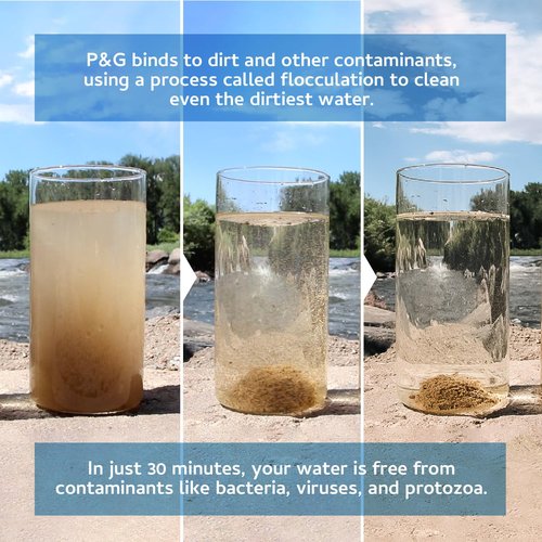 P&G Purifier of Water Portable Water Purifier Packets. Emergency Water Filter Purification Powder Packs for Camping, Hiking, Backpacking, Hunting, and Traveling. (12 Packets)