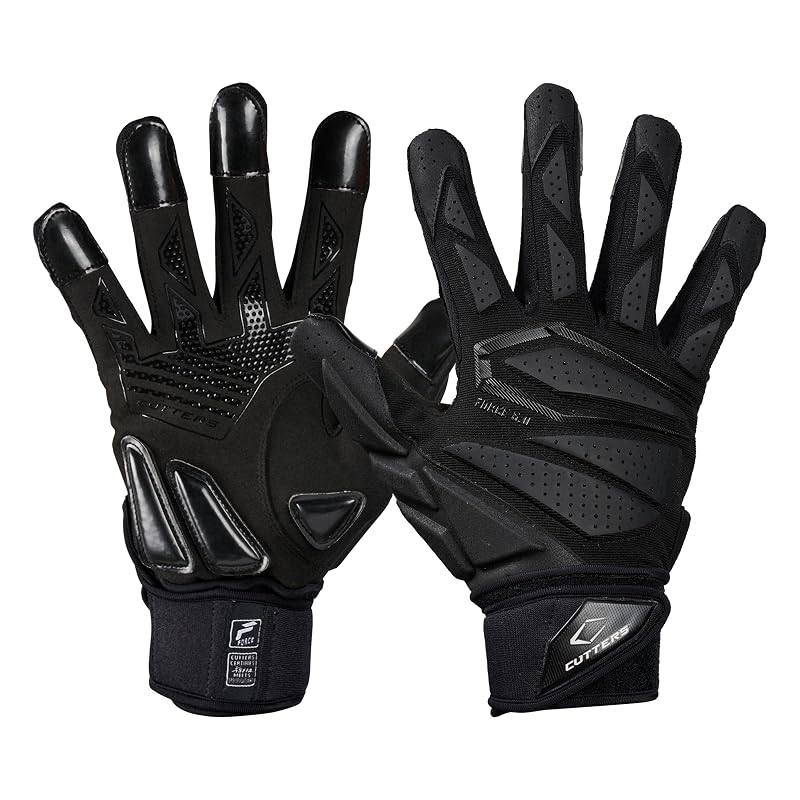 Cutters Force 6.0 Padded Football Gloves for Linemen - Black, Medium