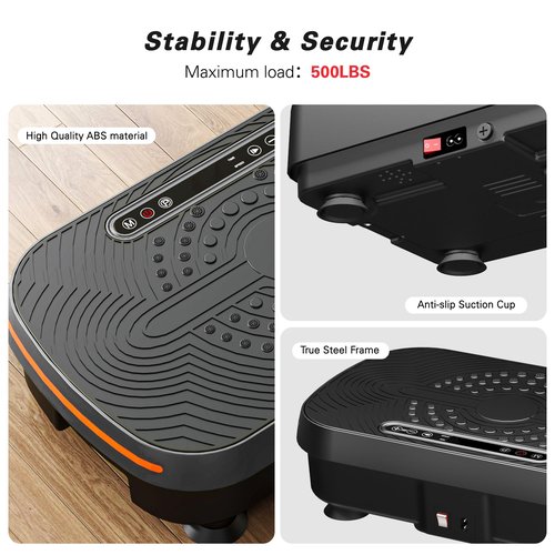 SogesPower Vibration Plate Exercise Machine, Vibration Plate for Lymphatic Drainage Weight Loss,Full Body Workout Shake Plate Machine with Resistance Bands, Vibrating Power Plate for Home,450LBS Black