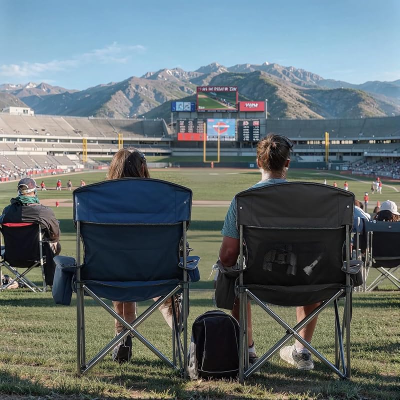 Overmont Oversized Camping Chair for Adults - 450 lb Capacity, Fully Padded High Back (Black)