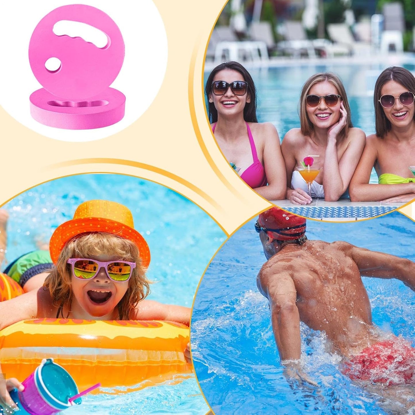 18x3 Cm 2 Pieces Water Exercise Discs EVA Floating Aqua Training Disc Pool Workouts Aid with Ergonomic Grip for Adults Swimming Beginners Teens Women Boys Men