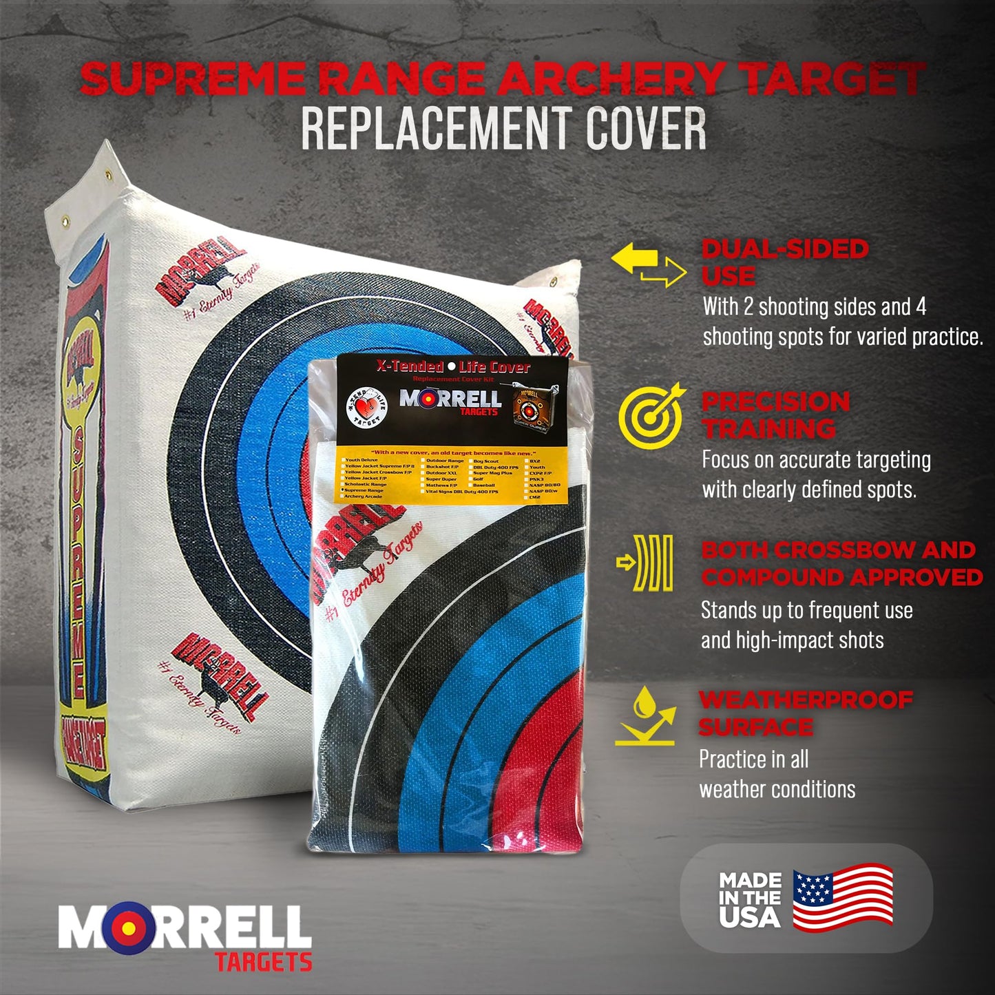 Morrell Weatherproof Supreme Range Adult Field Point Archery Bag Target with NASP Scoring Rings, Nucleus Center, and (2) Replacement Covers