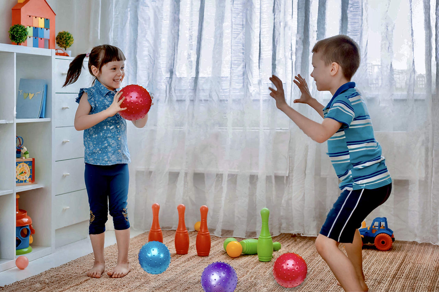 Bedwina 7 Inch Knobby Sensory Balls (6-Pack) Spiky Massage Stress Balls