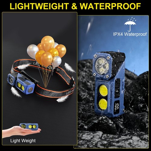 iodoo Motion Sensor Headlamp with Rotating Focus Flashlight,7 Modes True 1000 Lumen COB Light, True 6-Hour Runtime, Magnetic Base,Comes with Cap Light Accessories and Cycling Accessories.