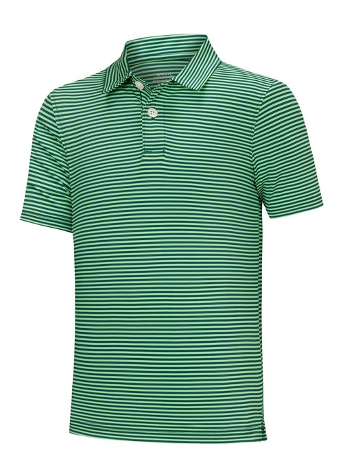 Willit Boys' Polo Shirt Striped Youth Kids Golf Shirts Quick Dry Athletic School Golf Polos Short Sleeve Green Stripe M