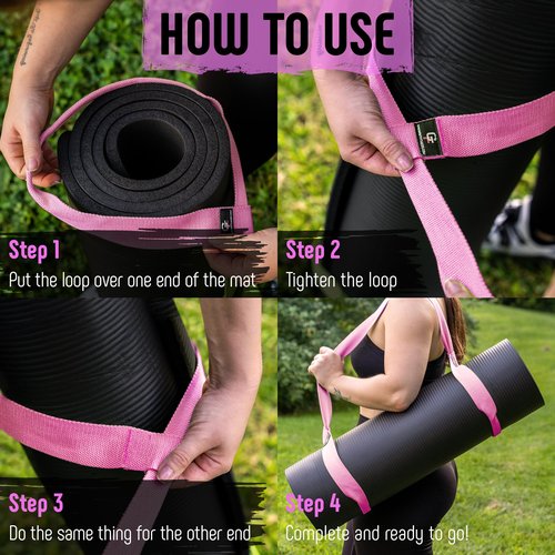 Gradient Fitness Premium Cotton Yoga Mat Strap (Pink, Soft)