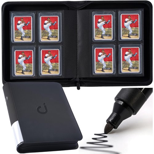 Toploader Binder, Holds 128 Top Loaders - 4 Pocket Top Loader Binder for 3" x 4" Rigid Card Holders for Trading Cards or Sports Cards, Model A - Classic Black