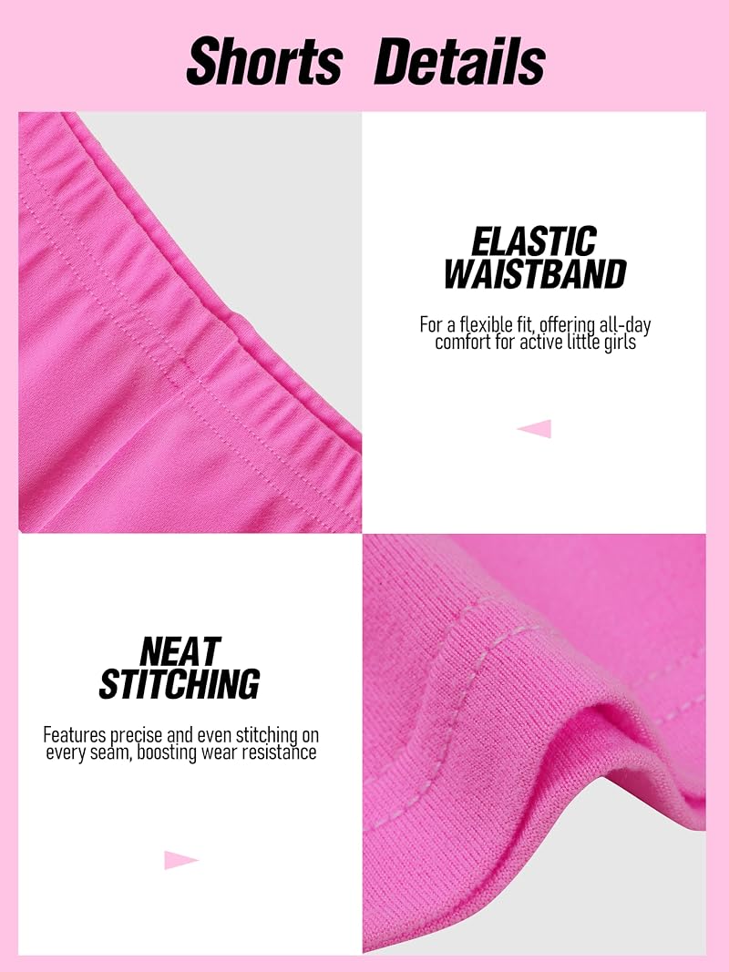 Girls Bike Shorts 10 Pack Under Dress Layering Shorts - 10 Colors (2T-14)