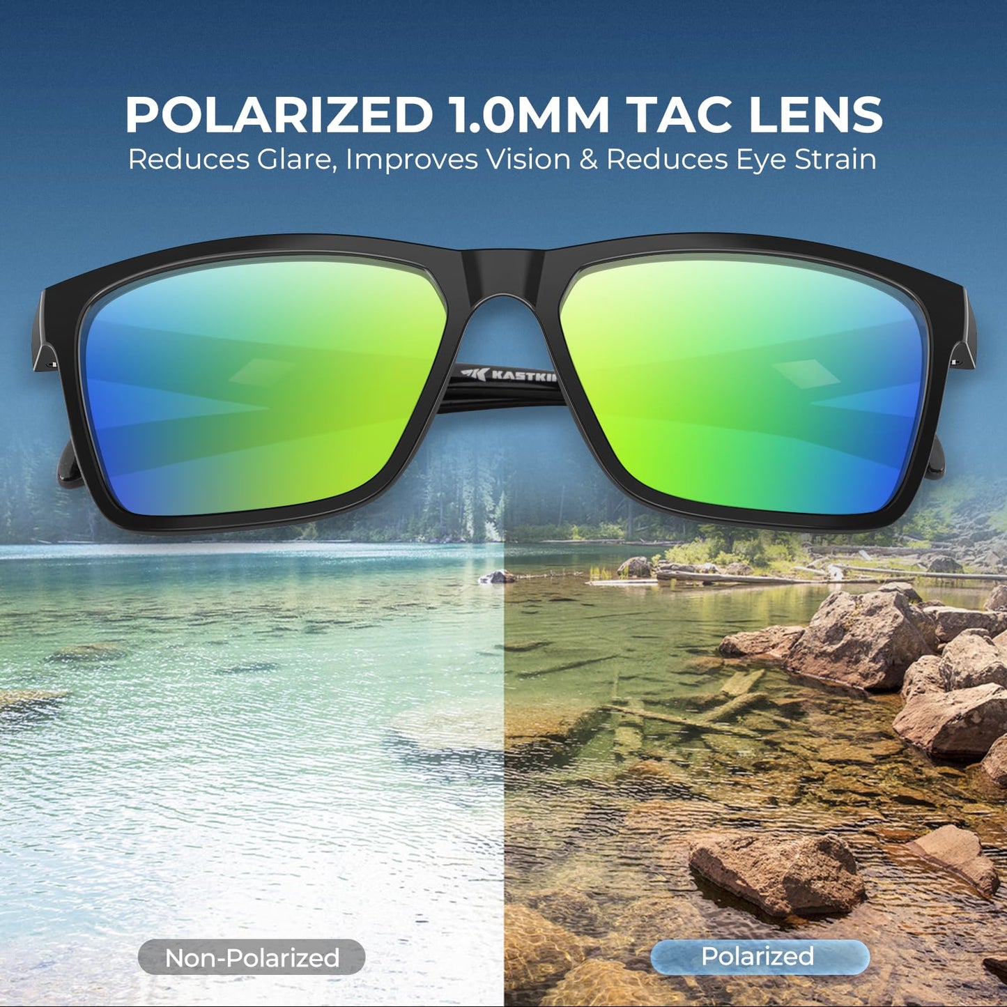 KastKing FlatRock Polarized Sport Sunglasses for Men and Women, Ideal for Driving Fishing Cycling Running, UV Protection