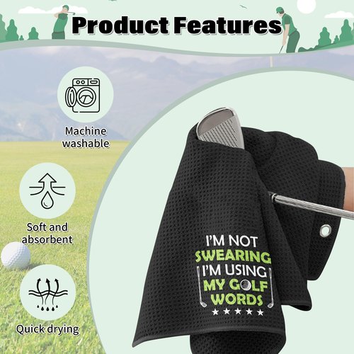 PIUFAM Embroidered Golf Towel, I'm Not Swearing I'm Using My Golf Words Funny Golf Towel, Golf Accessories for Men, Golf Gift for Men, Gift for Dad Grandpa Golf Lover Golf Fan Birthday Father's Day
