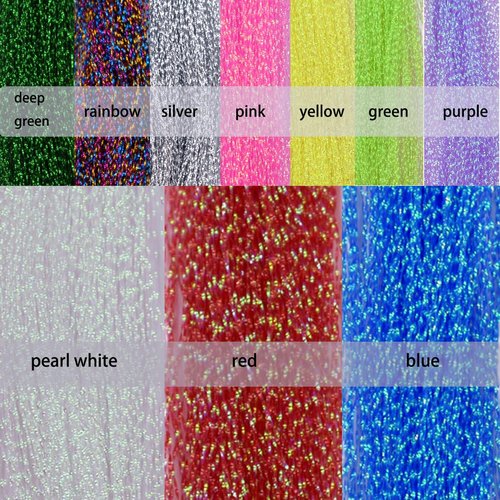 PHECDA PROFLY 10 Pack Crystal Flash Line Fly Tying Material for Fishing Lure Flies (10 Colors Crystal Flash-Set A)