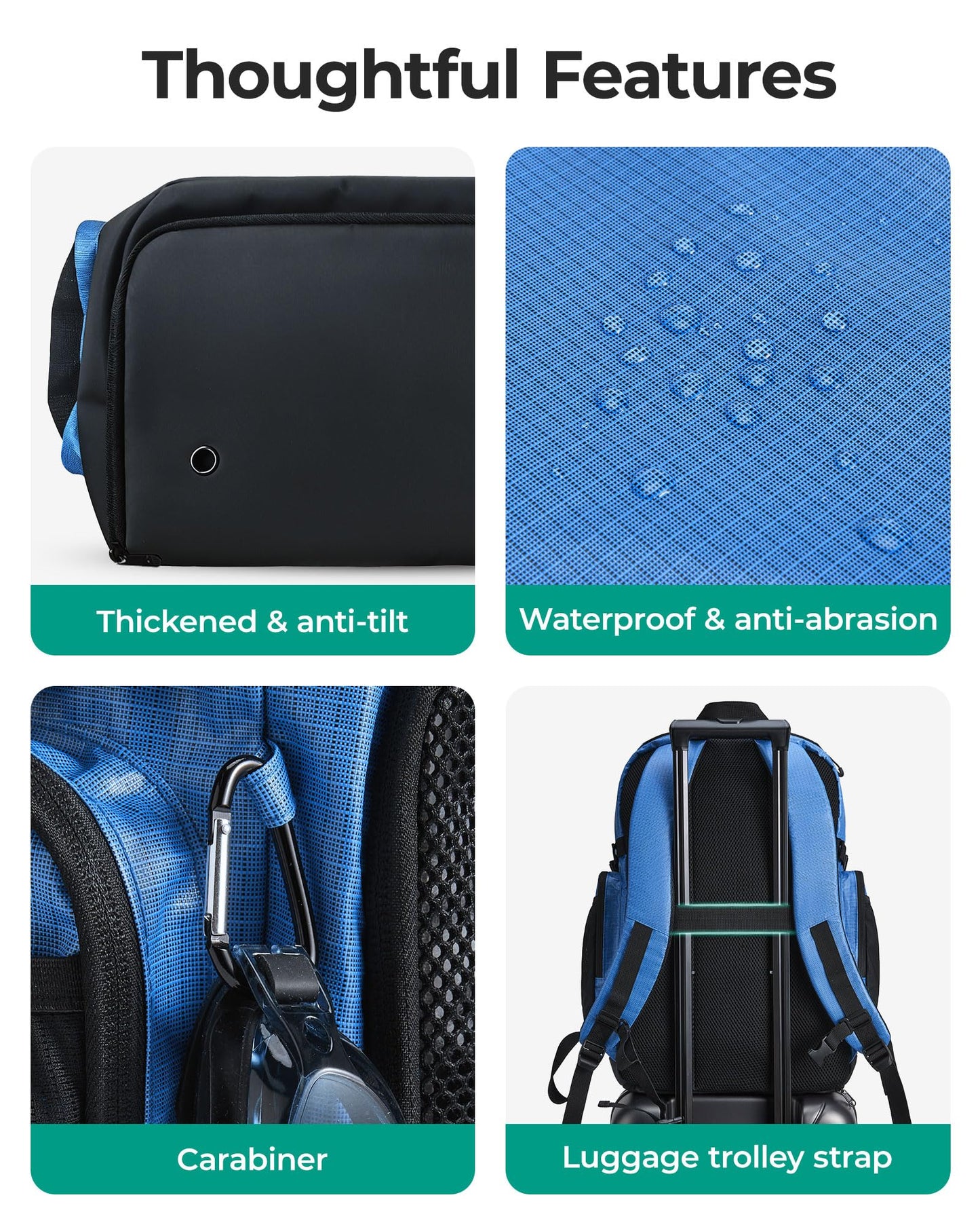BAGSMART 35L Waterproof Swim Gym Bag with Shoe Compartment & Wet Pouch