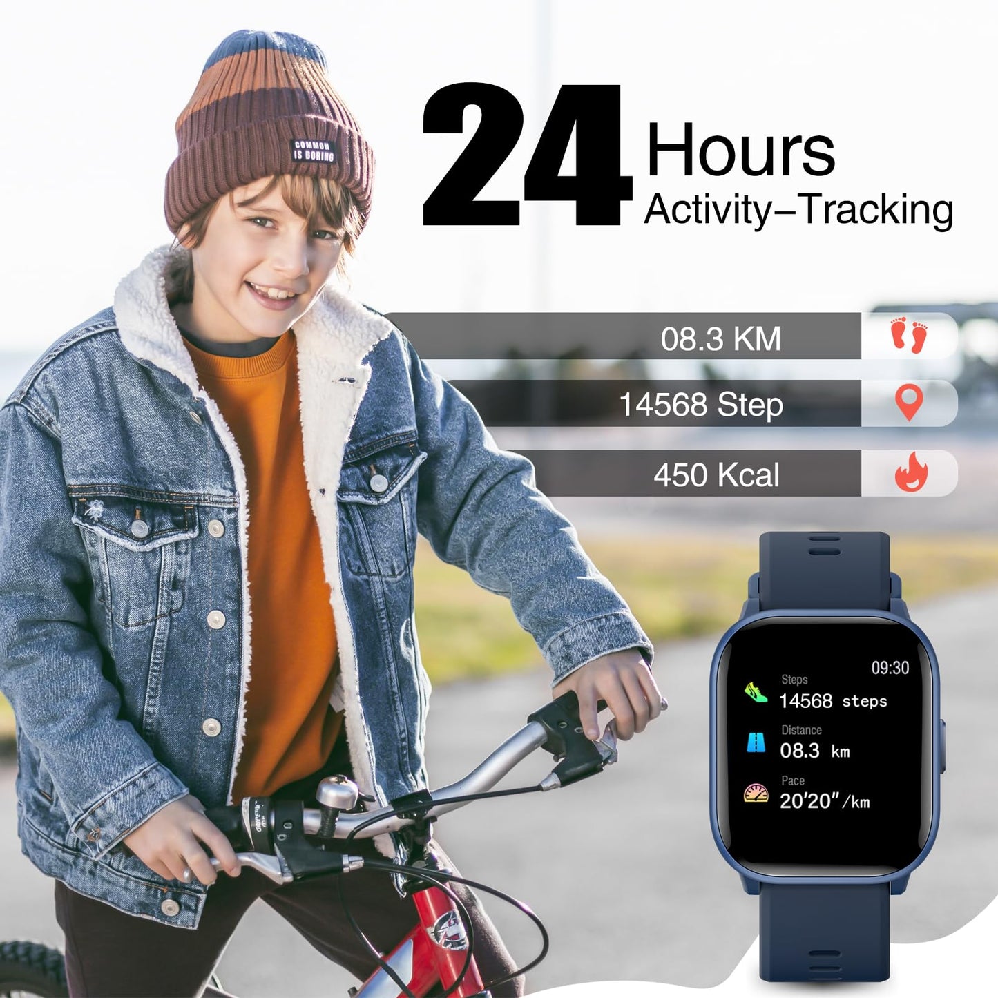 meoonley Kids Watch for Girls Boys with IP68 Waterproof, Girls Watch with 19 Sports Modes, Sleep Tracking, Pedometer, Stopwatch, Kids Activity Tracker Birthday Gifts for Boys Age 6-15 Years Old