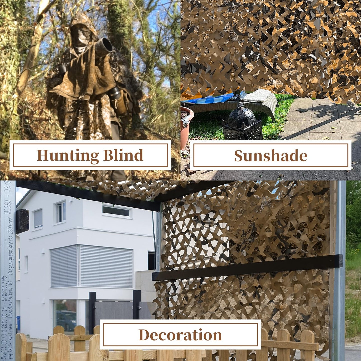 MidFerry Double Layer Camo Netting Camouflage Netting - Dersert Bulk Roll Camouflage Net with Nylon Ropes, Military Netting Party Decorations Sunshade Camo Mesh for Hunting Blind