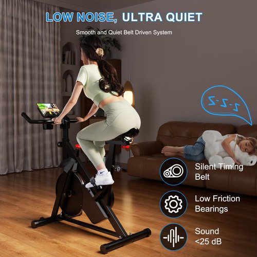 MJWW Exercise Bike, 32-Level Magnetic Resistance Stationary Bikes for Home, Low Noise 300LBS Weight Capacity Workout Cycling Bike for Home Gym with Pad Mount, LCD Monitor, Cup Holder