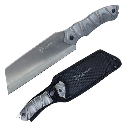 Reapr JAMR 6" Fixed Blade Outdoor Utility Knife with Sheath – Full Tang Cleaver-Style Knife with Chisel Grind Blade and Textured Handle for Camping, Hiking, and Field Use